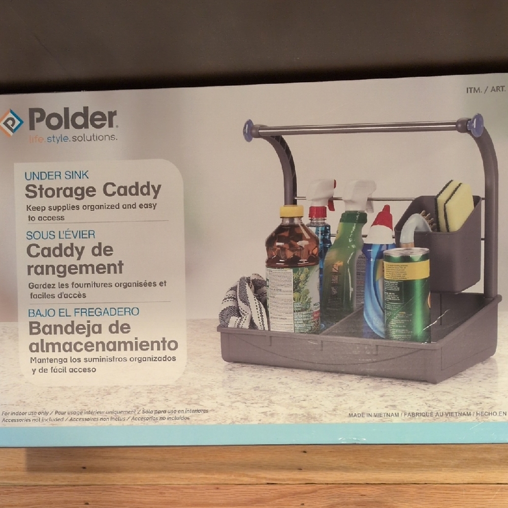 Polder Gray Storage Caddy with Handle